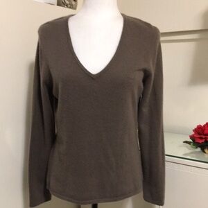 Cashmere V Neck Brown Sweater Size M/L